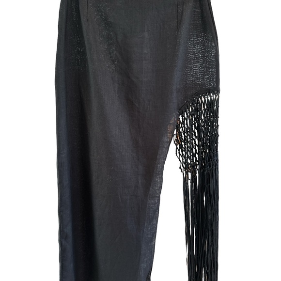 ZARA MAXI SKIRT WITH FRINGES  LININ AND ZARA PURPLE CROP TOP - Picture 8 of 10